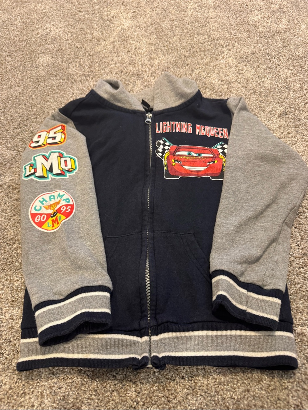 Disney Lightning McQueen Navy and Gray Zip-Up Hoodie